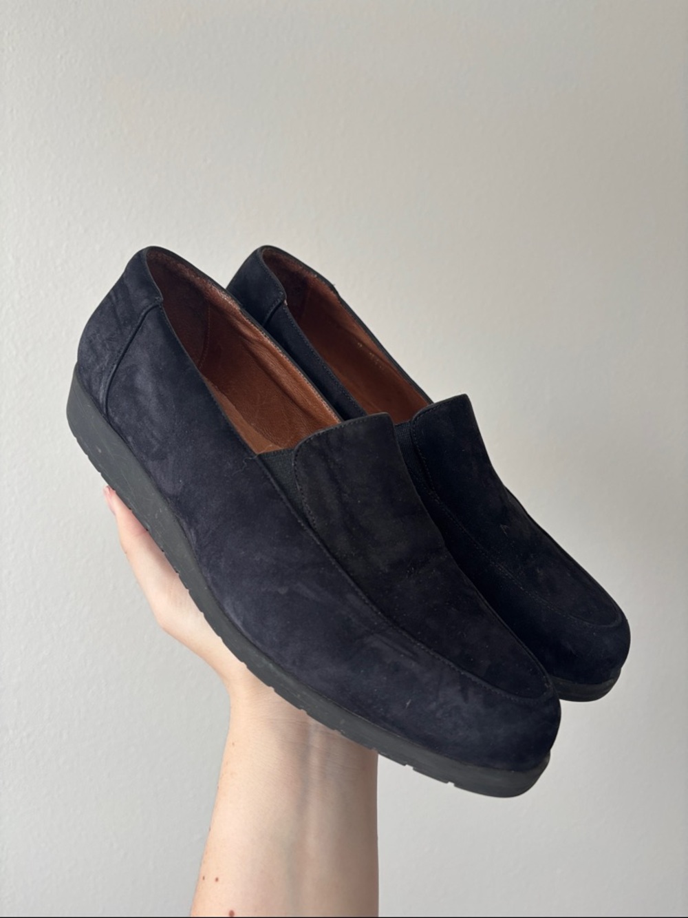 Beautifeel women’s black suede leather platform heel loafers size EU 38 casual